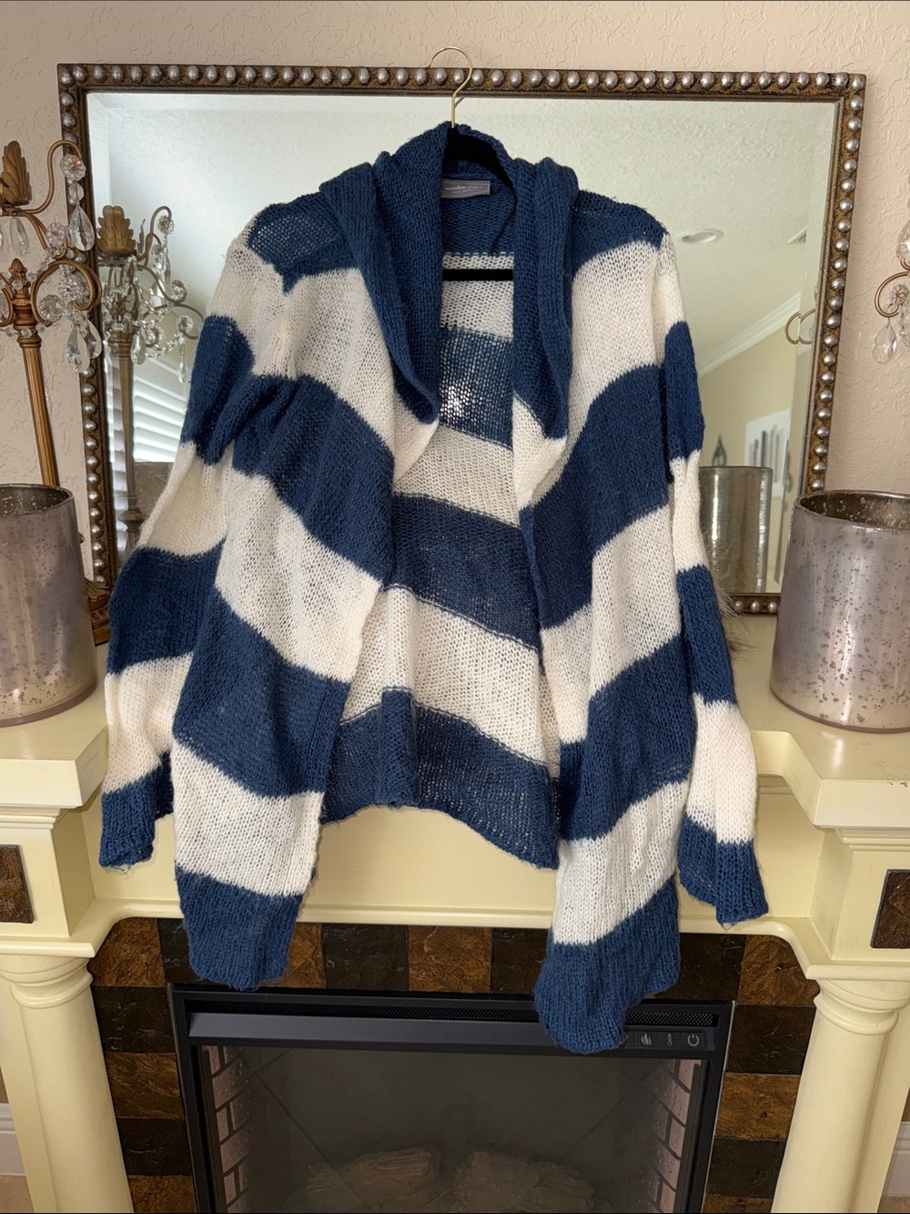 Wooden Ships Navy and Cream Striped Hooded Cardigan